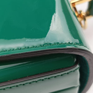 Pre-owned Gucci Sylvie Green Patent Leather 589478 shoulderbag | stylenewstar