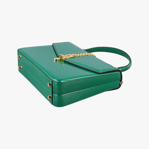 Pre-owned Gucci Sylvie Green Patent Leather 589478 shoulderbag | stylenewstar