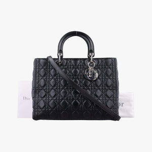 Pre-owned Christian Dior Lady Dior Black lambskin shoulderbag | stylenewstar