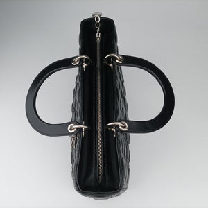 Pre-owned Christian Dior Lady Dior Black lambskin shoulderbag | stylenewstar