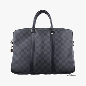 Pre-owned Louis Vuitton Porte Documents Voyage PM Noir Damier Graphite N41478 handbag | stylenewstar