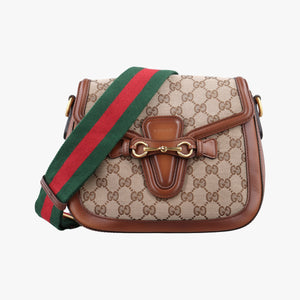 Vintage Gucci Horsebit Lady Web Beige×Brown Leather×canvas 383848 shoulderbag | stylenewstar