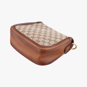 Vintage Gucci Horsebit Lady Web Beige×Brown Leather×canvas 383848 shoulderbag | stylenewstar