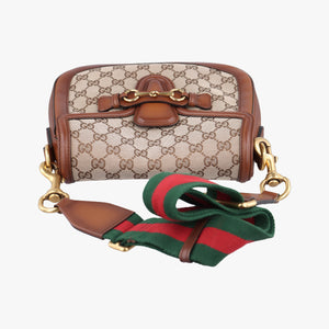Vintage Gucci Horsebit Lady Web Beige×Brown Leather×canvas 383848 shoulderbag | stylenewstar