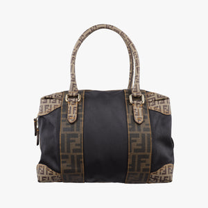 Secondhand Fendi Zucca Zucchino Mixed Balck x Brown PVC coated canvas 8BL095 handbag | stylenewstar