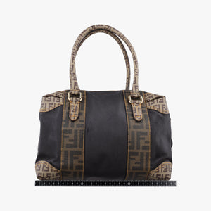Secondhand Fendi Zucca Zucchino Mixed Balck x Brown PVC coated canvas 8BL095 handbag | stylenewstar