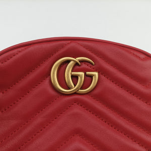 Pre-owned Gucci GG Marmont Red Leather 476434 bum bag/waist bag | stylenewstar