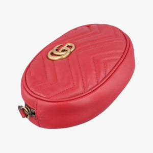 Pre-owned Gucci GG Marmont Red Leather 476434 bum bag/waist bag | stylenewstar
