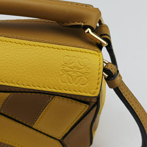 Pre-owned Loewe Puzzle mini Yellow x Brown Leather 322 30 U95 shoulderbag | stylenewstar