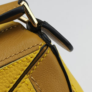 Pre-owned Loewe Puzzle mini Yellow x Brown Leather 322 30 U95 shoulderbag | stylenewstar