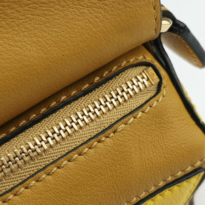 Pre-owned Loewe Puzzle mini Yellow x Brown Leather 322 30 U95 shoulderbag | stylenewstar