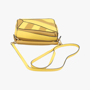 Pre-owned Loewe Puzzle mini Yellow x Brown Leather 322 30 U95 shoulderbag | stylenewstar