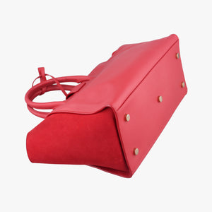 Pre-owned Yves Saint Laurent Downtown Cabas Red Leather x Suede 436832 shoulderbag | stylenewstar