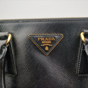 Pre-owned Prada Galleria Black SAFFIANO patent BN2274 shoulderbag | stylenewstar