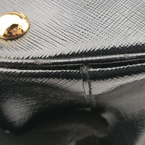 Pre-owned Prada Galleria Black SAFFIANO patent BN2274 shoulderbag | stylenewstar