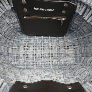 Secondhand Balenciaga Bistro basket Navy denim shoulderbag | stylenewstar