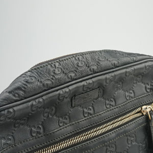 Pre-owned Gucci Guccissima Messenger Black Leather 201448 shoulderbag | stylenewstar