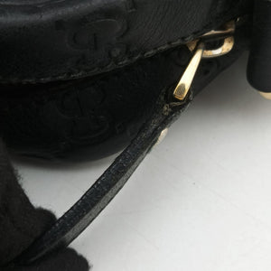 Pre-owned Gucci Guccissima Messenger Black Leather 201448 shoulderbag | stylenewstar