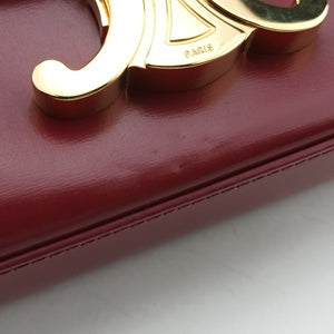 Pre-owned Celine Chain Claude Triomphe Red Leather shoulderbag | stylenewstar