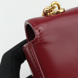 Pre-owned Celine Chain Claude Triomphe Red Leather shoulderbag | stylenewstar