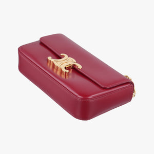 Pre-owned Celine Chain Claude Triomphe Red Leather shoulderbag | stylenewstar