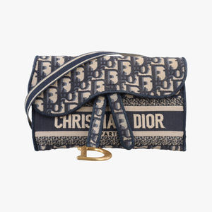Vintage Christian Dior Saddle Navy jacquard shoulderbag | stylenewstar