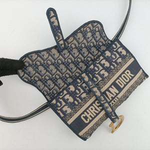 Vintage Christian Dior Saddle Navy jacquard shoulderbag | stylenewstar