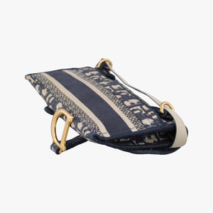 Vintage Christian Dior Saddle Navy jacquard shoulderbag | stylenewstar