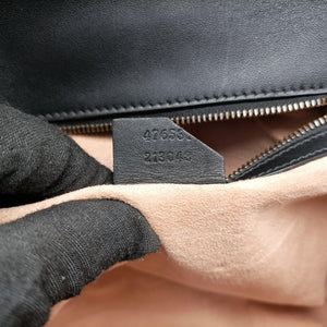 Secondhand Gucci Queen Margaret Bamboo Black×white Leather 476531 shoulderbag | stylenewstar
