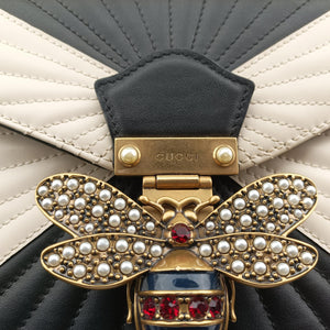 Secondhand Gucci Queen Margaret Bamboo Black×white Leather 476531 shoulderbag | stylenewstar