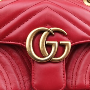 Pre-owned Gucci GG Marmont Red Leather 446744 shoulderbag | stylenewstar