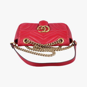 Pre-owned Gucci GG Marmont Red Leather 446744 shoulderbag | stylenewstar