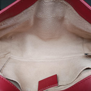 Pre-owned Gucci GG Marmont Red Leather 446744 shoulderbag | stylenewstar