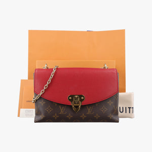 Secondhand Louis Vuitton SAINT PLACIDE brown×CERISE Monogram Canvas×calf leather M43713 shoulderbag | stylenewstar