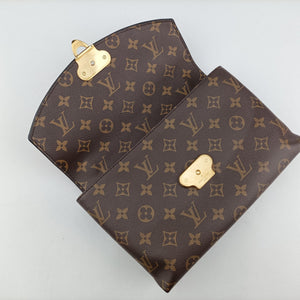 Secondhand Louis Vuitton SAINT PLACIDE brown×CERISE Monogram Canvas×calf leather M43713 shoulderbag | stylenewstar