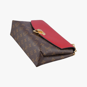 Secondhand Louis Vuitton SAINT PLACIDE brown×CERISE Monogram Canvas×calf leather M43713 shoulderbag | stylenewstar