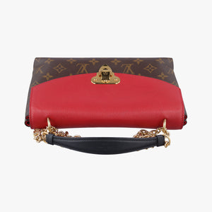 Secondhand Louis Vuitton SAINT PLACIDE brown×CERISE Monogram Canvas×calf leather M43713 shoulderbag | stylenewstar