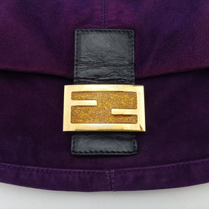 Pre-owned Fendi Baguette Purple suede 8BR638 handbag | stylenewstar