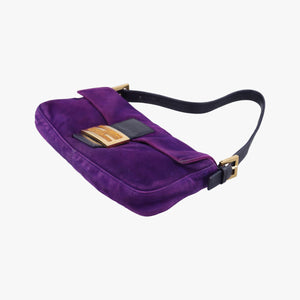 Pre-owned Fendi Baguette Purple suede 8BR638 handbag | stylenewstar