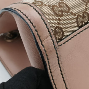 Pre-owned Gucci Emily Brown×Pink canvas×leather 295403 shoulderbag | stylenewstar