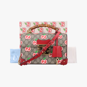 Vintage Gucci GG Apple Padlock Bamboo beige×red×multi PVC coated canvas×Leather 603221 shoulderbag | stylenewstar