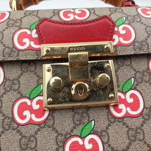 Vintage Gucci GG Apple Padlock Bamboo beige×red×multi PVC coated canvas×Leather 603221 shoulderbag | stylenewstar