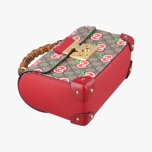 Vintage Gucci GG Apple Padlock Bamboo beige×red×multi PVC coated canvas×Leather 603221 shoulderbag | stylenewstar