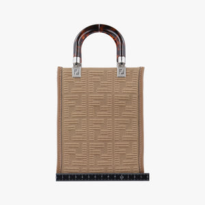 Pre-owned Fendi MINI SUNSHINE SHOPPER Brown canvas×Leather 8BS051 shoulderbag | stylenewstar