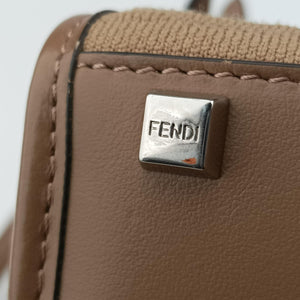 Pre-owned Fendi MINI SUNSHINE SHOPPER Brown canvas×Leather 8BS051 shoulderbag | stylenewstar