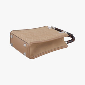 Pre-owned Fendi MINI SUNSHINE SHOPPER Brown canvas×Leather 8BS051 shoulderbag | stylenewstar