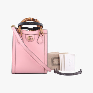 Pre-owned Gucci Diana Bamboo Mini Pink Leather 739079 shoulderbag | stylenewstar