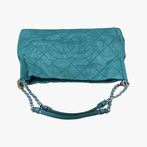 Vintage Chanel CC Soft Hobo Matelasse Blue Leather handbag | stylenewstar