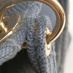 Pre-owned Christian Dior Lady Dior D-lite Blue Jacquard shoulderbag | stylenewstar