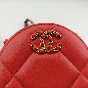 Pre-owned Chanel CHANEL 19 Round Red lambskin AP0945 shoulderbag | stylenewstar